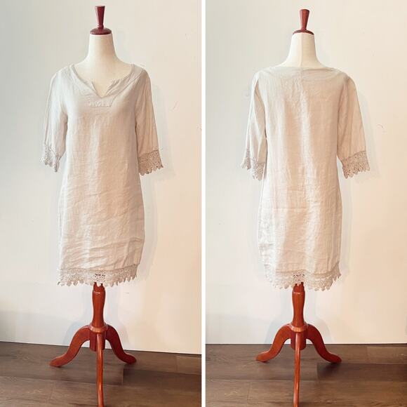 Alessia Pacini Cream Linen Tunic Shift Dress Size XS - Picture 1 of 7